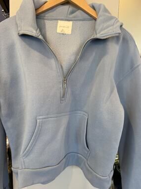Free For All Light Blue Zip hoodie Fleece lined Y2k Cozy Small